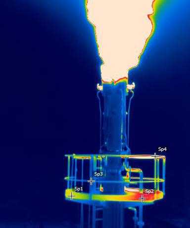 Thermal drone inspection of industrial infrastructure showing heat signatures for defect and performance analysis